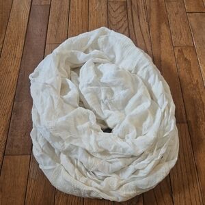 Loft Textured Stripe  Cream Ivory Infinity Scarf- 65%rayon 35%Poly